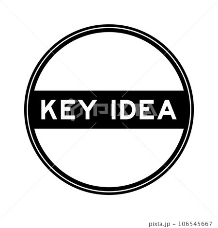 Black color round seal sticker in word key idea on white background Black color round seal sticker in word key idea on white background 106545667