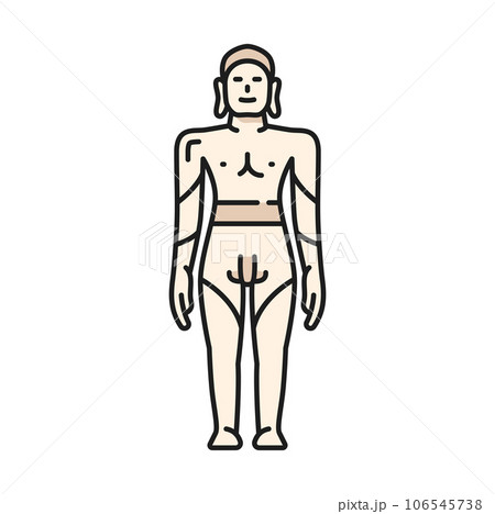 Gommateshwara statue in India isolated Jainism religion icon. Vector Buddhism giant statue, historical cultural tourist landmark 106545738