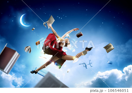 Female dancer against sky background 106546051