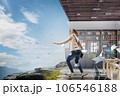Young woman riding her skateboard 106546188