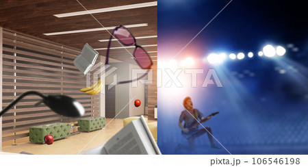 Online music play concept . Mixed media Online music play concept . Mixed media 106546198