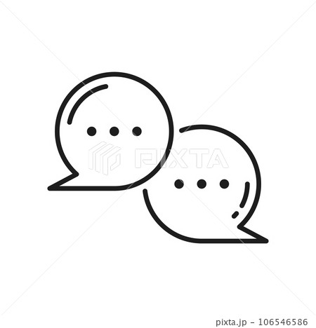 Conversation dialogue speech bubble isolated outline icon. Vector message information memo box, thin line communication thought or say doodle chat 106546586