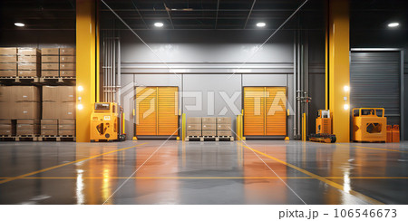 Roller door or roller shutter and concrete floor for background. 106546673
