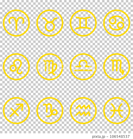 Yellow zodiac round icon set 106548537