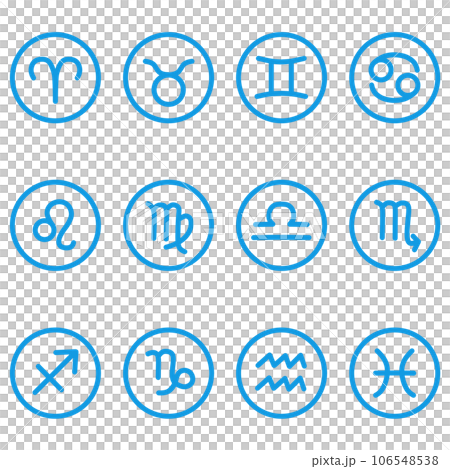 Blue zodiac round icon set 106548538