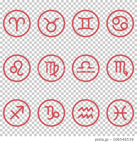 Red zodiac round icon set 106548539