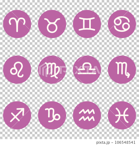 Round icon set of purple twelve constellations 106548541