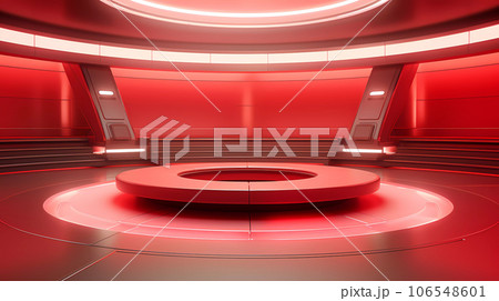 Red Futuristic Cylinder Scene 106548601