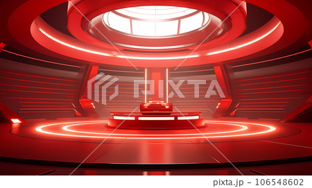 Red Futuristic Cylinder Scene Red Futuristic Cylinder Scene 106548602