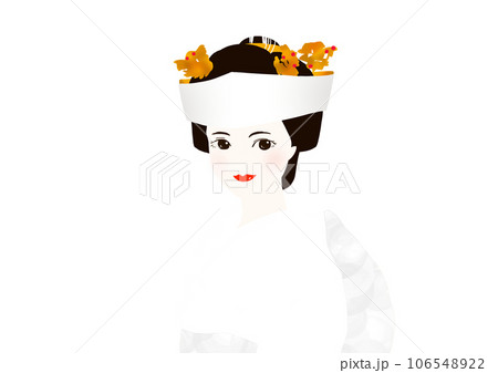 日本の和服 白無垢に角隠しの花嫁 日本の和服 白無垢に角隠しの花嫁 106548922