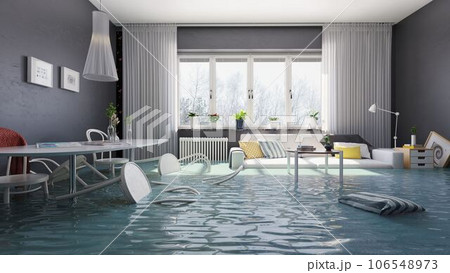 Flooding living interior Flooding living interior 106548973