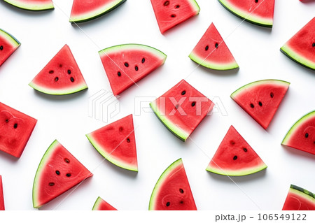 Pieces of juicy watermelon on a white background 106549122