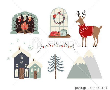 Set of christmas elements. Vector illustration in a flat style. 106549124