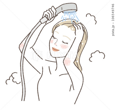 シャワーを浴びる女性のイラスト シャワーを浴びる女性のイラスト 106549746