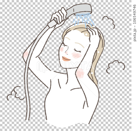 シャワーを浴びる女性のイラスト シャワーを浴びる女性のイラスト 106549746