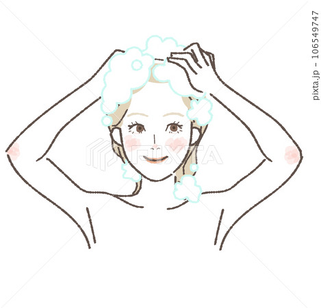 シャンプーをする女性のイラスト シャンプーをする女性のイラスト 106549747