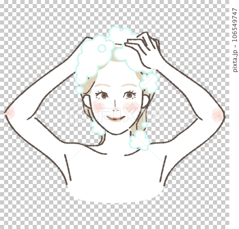 シャンプーをする女性のイラスト シャンプーをする女性のイラスト 106549747