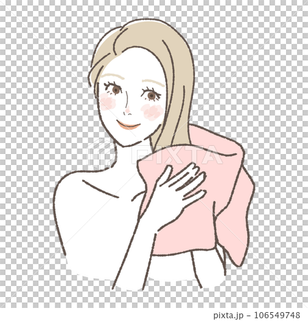 Illustration of a woman wiping her hair 106549748