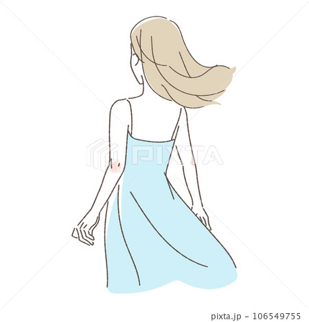 女性の後ろ姿のイラストのイラスト素材 [106549755] - PIXTA