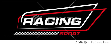 Racing sport background, car race checkered flag and stripe line decals on clothing, t-shirt print. Vector motor vehicle speed racing sticker Racing sport background, car race checkered flag and stripe line decals on clothing, t-shirt print. Vector motor vehicle speed racing sticker 106550155