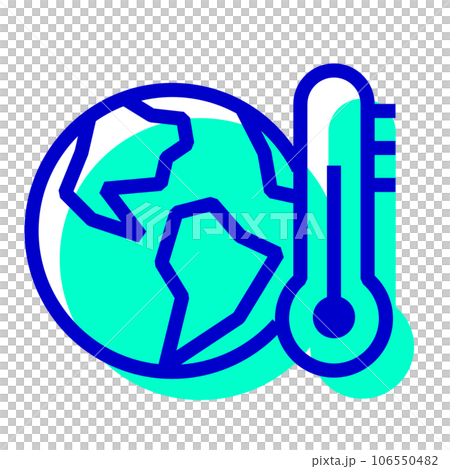 代表生態、變暖和溫度計的雙色風格圖標 106550482