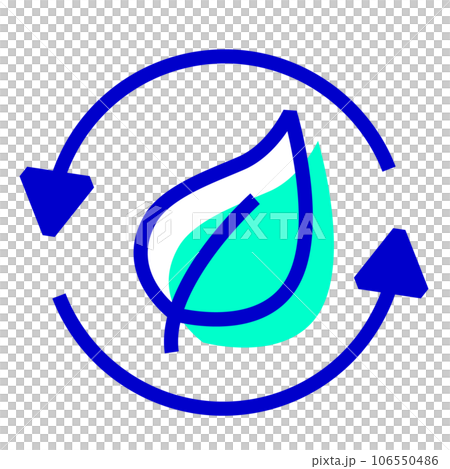 Two color style icons representing eco, arrows and leaves Two color style icons representing eco, arrows and leaves 106550486