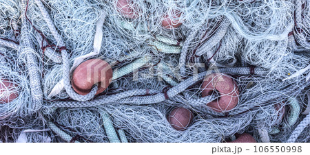 Close up view of fishing net. 106550998