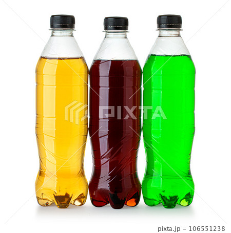 Three plastic bottles with soft drink Three plastic bottles with soft drink 106551238