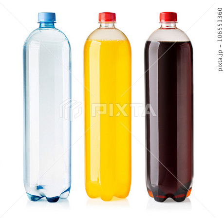 Three large plastic bottle with soft drink bottles Three large plastic bottle with soft drink bottles 106551360