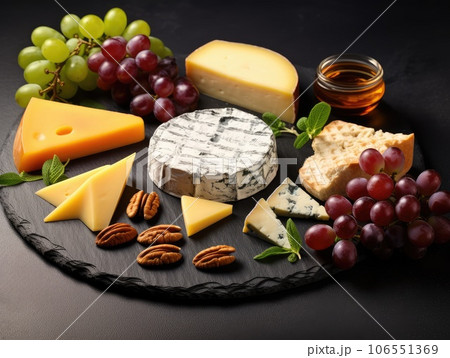 various types of cheese, milk products. cheese appetizer for wine. fermentation. 106551369