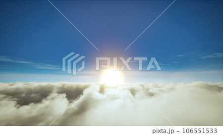 Sun on the blue sky above moving clouds Sun on the blue sky above moving clouds 106551533