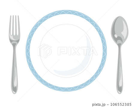 スプーンとフォークとお皿のベクターイラスト／cutlery 106552385