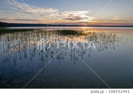 View over sunrise White Lake. Rivne region, Ukraine. 106552441