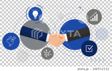 握手和圖標的集合、合同圖像插圖、矢量 106552532