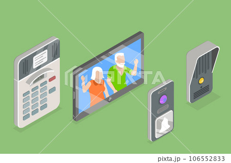 3D Isometric Flat Vector Set of Intercom Equipment Items 3D Isometric Flat Vector Set of Intercom Equipment Items 106552833