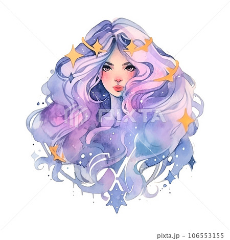 Zodiac sign virgo watercolor on white background Zodiac sign virgo watercolor on white background 106553155