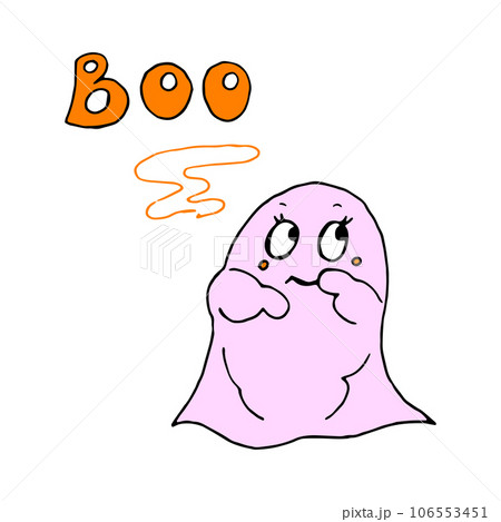 Doodle cartoon funny shy cute pink girl  ghost 106553451