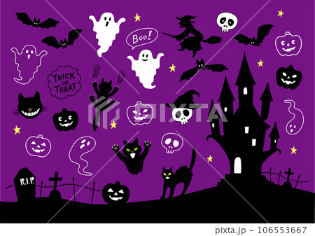 使いやすいおしゃれでかわいいポップで楽しいハロウィンベクターイラストセット 城 使いやすいおしゃれでかわいいポップで楽しいハロウィンベクターイラストセット 城 106553667