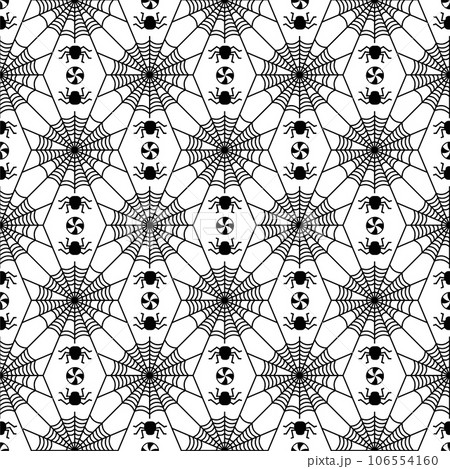 Symmetrical spider web seamless pattern. Modern geometric halloween background. 106554160