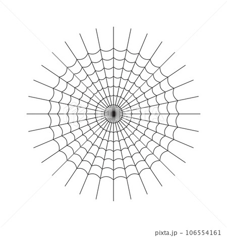 Symmetrical spider web icon. Geometric halloween badge. Minimal spooky sticker. 106554161