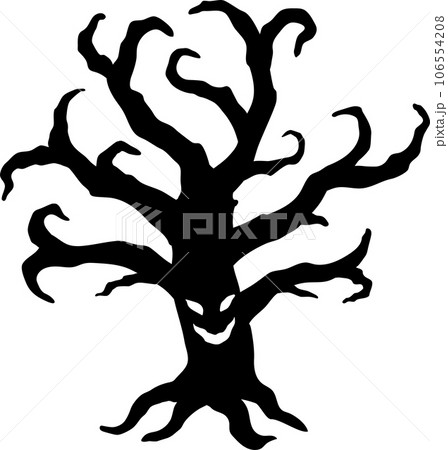 ハロウィン 不気味なお化けの木のおしゃれでかわいいベクターイラスト シルエット 106554208