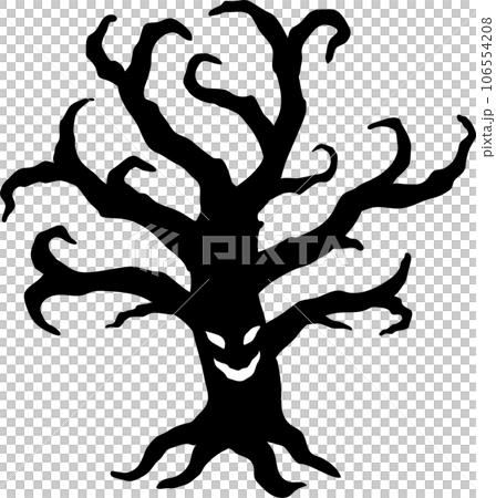 ハロウィン 不気味なお化けの木のおしゃれでかわいいベクターイラスト シルエット 106554208