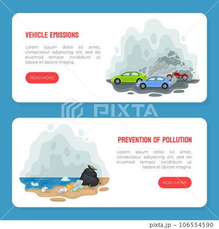 Environmental Pollution Banner Design with Industrial Waste Vector Template 106554590