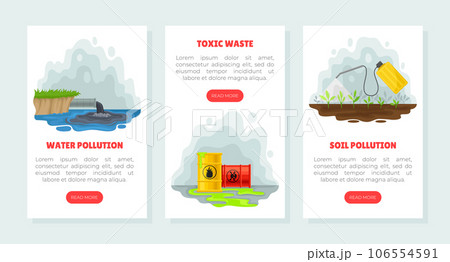 Environmental Pollution Banner Design with Industrial Waste Vector Template 106554591