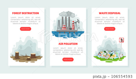 Environmental Pollution Banner Design with Industrial Waste Vector Template Environmental Pollution Banner Design with Industrial Waste Vector Template 106554593