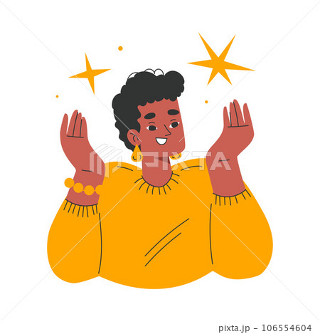 Happy Woman with Emotion of Happiness Smiling Showing Facial Expression Vector Illustration 106554604