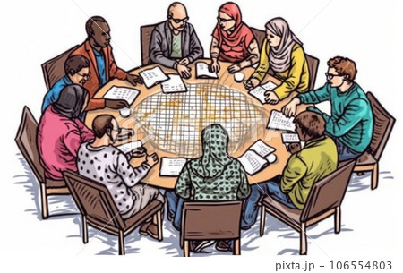 Multi-Ethnic Diverse Group of People In Circle Concept Multi-Ethnic Diverse Group of People In Circle Concept 106554803