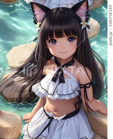オリジナル 水着 美少女 オリジナル＊手描きイラスト＊原画＊A5