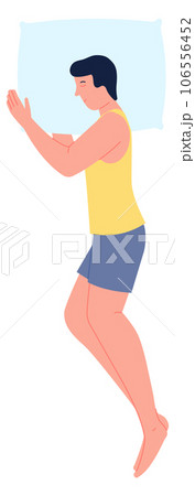 Man sleeping in side pose. Healthy sleep position 106556452