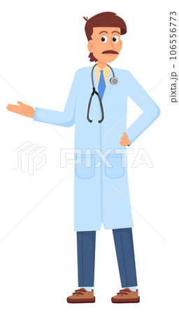 Doctor character. Man in medical coat with stethoscope 106556773